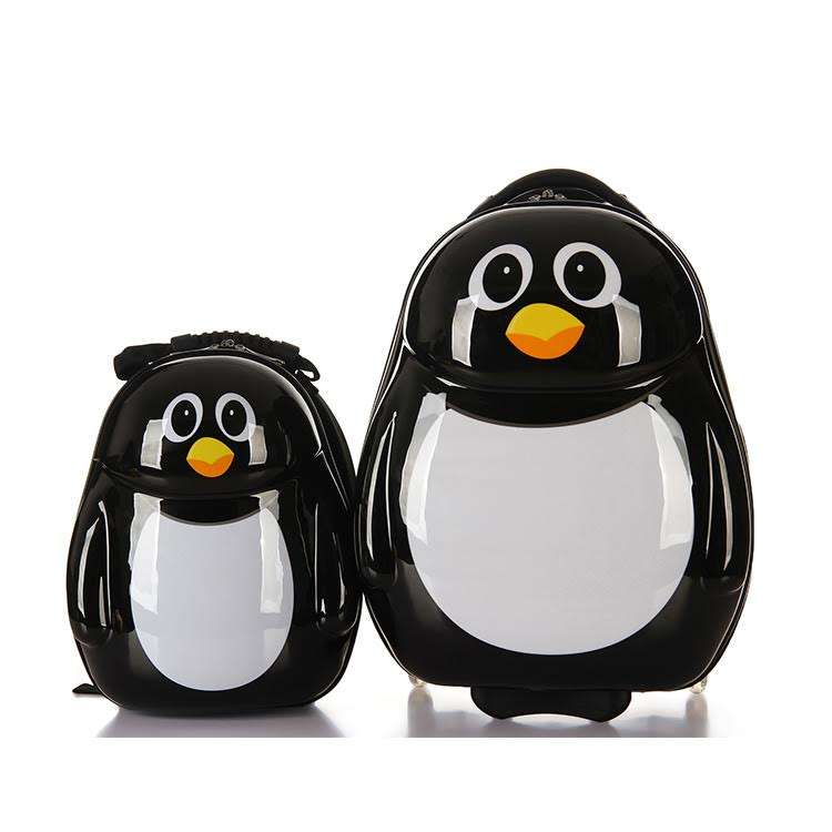 2 PCS SET 3D children trolley school bags kids luggage trolley bag suitcase