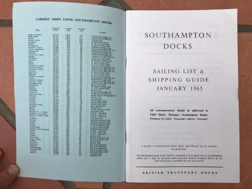 Southampton DocksSouthampton Shipping Guides 1965 to 1969