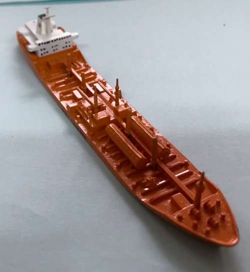 Metal model ship gas tanker OWL line 1 in 1250