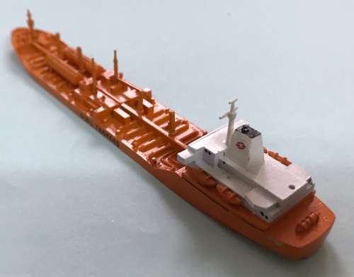 Metal model ship gas tanker OWL line 1 in 1250