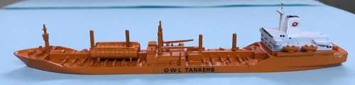 Metal model ship gas tanker OWL line 1 in 1250