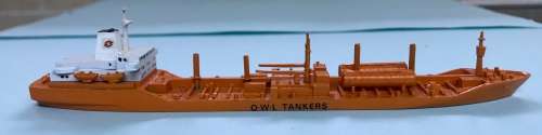 Metal model ship gas tanker OWL line 1 in 1250
