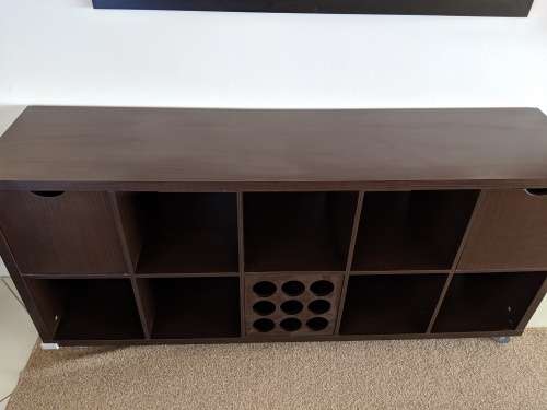 Stunning Dark Mahogany Server with Two Drawers and Wine Rack