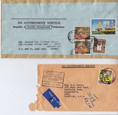 3X Zambia cover - on government service  - As per photo