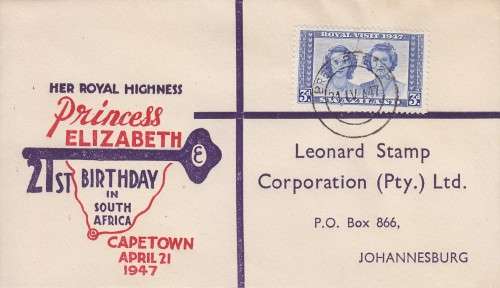 QEII - Princess Elisabeth 21st birthday in South Africa cover - Great value!