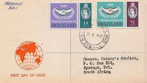 Swaziland - QEII - 1965 - International co-operation year - FDC