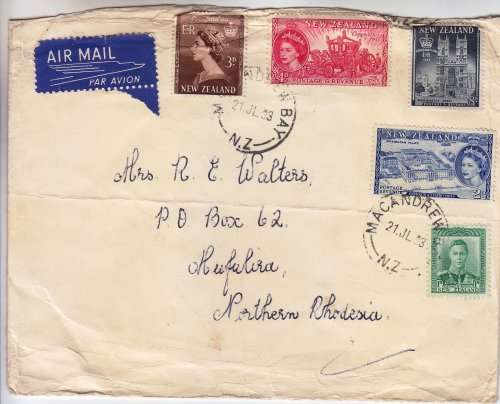 1953 cover from New Zealand to Rhodesia