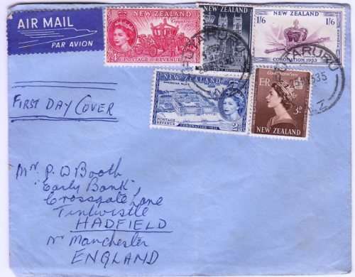 QEII 1953 FDC from New Zealand to England