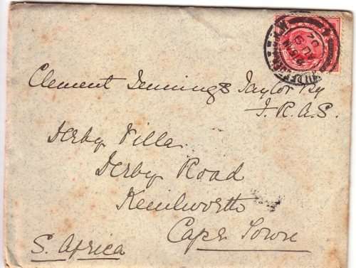1902 cover  from England to Cape Town