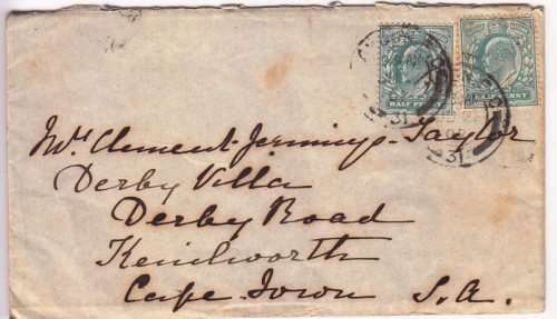 1902 cover  from England to Cape Town