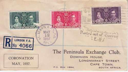 Newfoundland From London to South Africa -  Posted out of course 1937