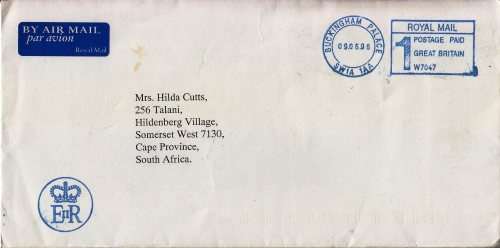 QEII - 1996 cover from Buckingham Palace to Cape Town