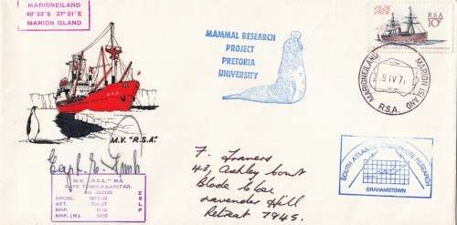 RSA - 1979 - SA AGULHAS Marion Island VOYAGE 3 - Mammal Research project - South Atlantic Signed!