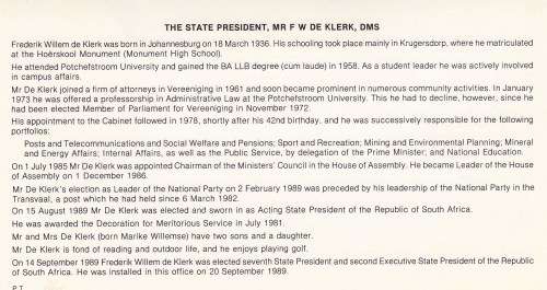 RSA - 1986 - FDC - State President