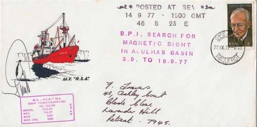 RSA - Posted at sea - Cape Agulhas - 1977 - Signed!