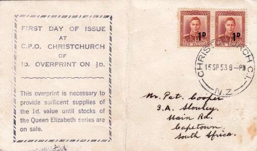 New Zealand - KGVI - FDC - 1938
