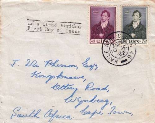 Ireland - Cover to Cape Town - 1952 - FDC