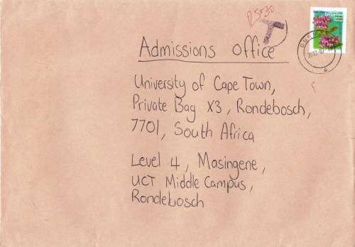 RSA - Surcharged cover to Cape Town - 2012