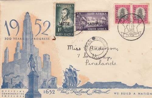 Union - 1952 - Van Riebeek festival - FDC