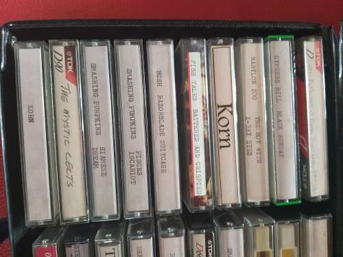 Cassette Tapes in a Vintage bag