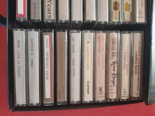 Cassette Tapes in a Vintage bag