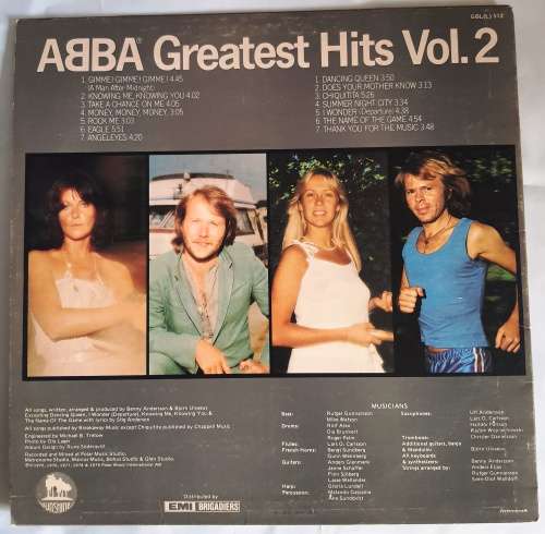 LP,ABBA,Greatest Hits Vol. 2,Rrecord:VG+,Cover:VG,Label:Sunshine.GBL(L)512,Press:SA