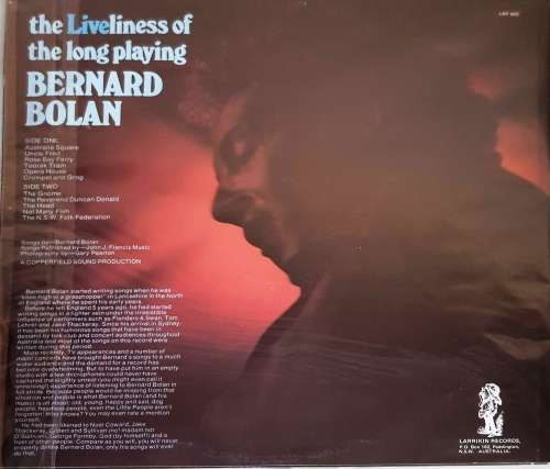 LP,Bernard Bolan,The Liveliness Of The Long Playing,M:VG+,C:VG+,L:Larrikin Record.LRF,P:Australia