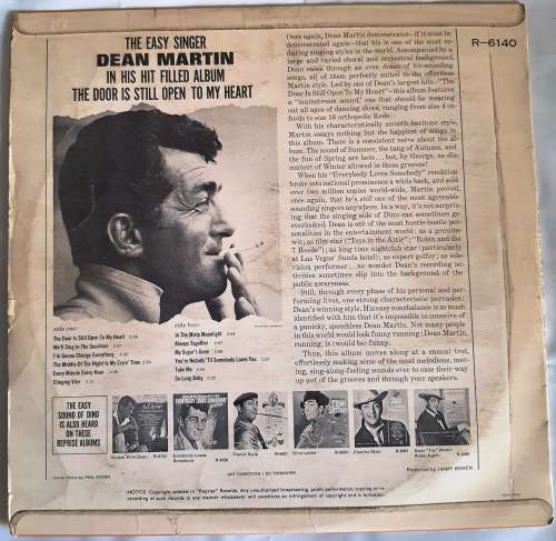 LP,Dean Martin  The Door Is Still Open To My Heart,R:VG+,C:G,L:Reprise Records.R-6140,Press:US