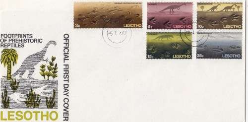 Lesotho, FDC, Unused, 1970, Footprints of Prehistoric Reptiles