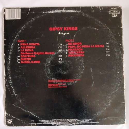 LP, Gipsy Kings, Allegria, R: G, C: VG, L: CBS.NIC 027, Press: RSA