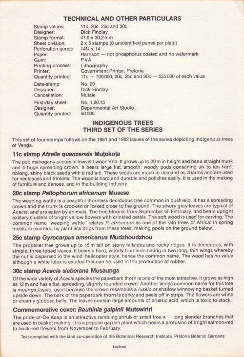 Venda - 1984 - FDS - Indigenous trees - Toning