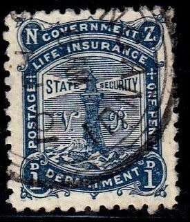 New Zealand,Scott #OY2,1905,Life insurance,VFU,CV$2.00