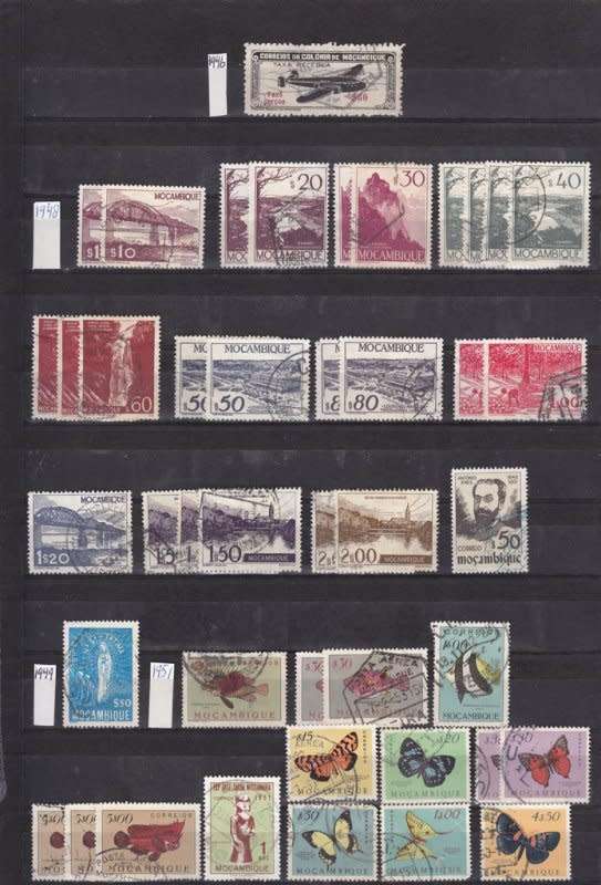 Mozambique ,Fine used selection on four stock cards