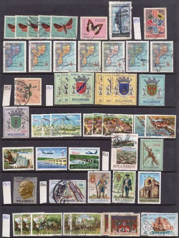 Mozambique ,Fine used selection on four stock cards