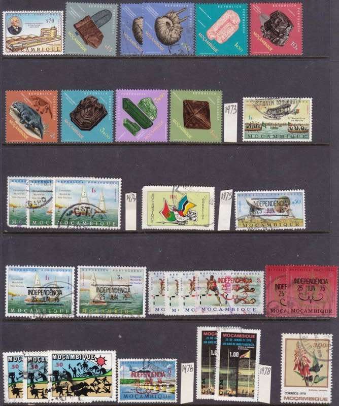 Mozambique ,Fine used selection on four stock cards