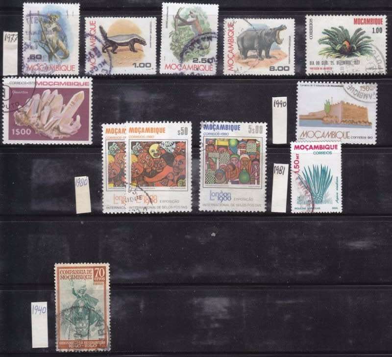 Mozambique ,Fine used selection on four stock cards