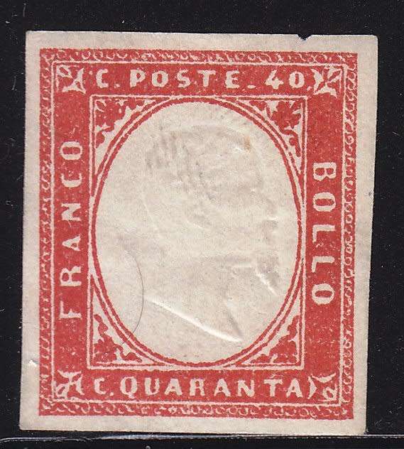 Italy,Sardinia,1855/63,FU,King Victor Emmanuel,10c Rose red,Imperf.