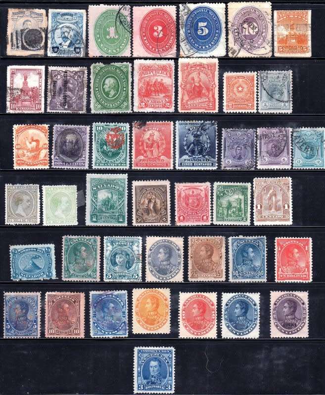 South America stamps selection, Unchecked,FU & MH,4 X stock cards, finds possible!