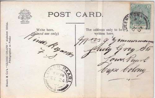 South Africa,COGH,1907 Postcard,KEVII,Excellent quality postcard