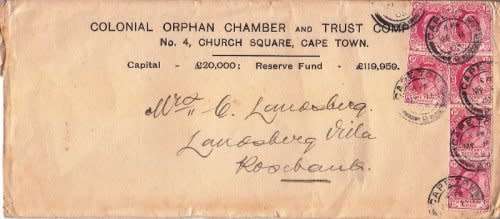 South Africa,COGH 1905 letter from Cape Town to Rhodesia