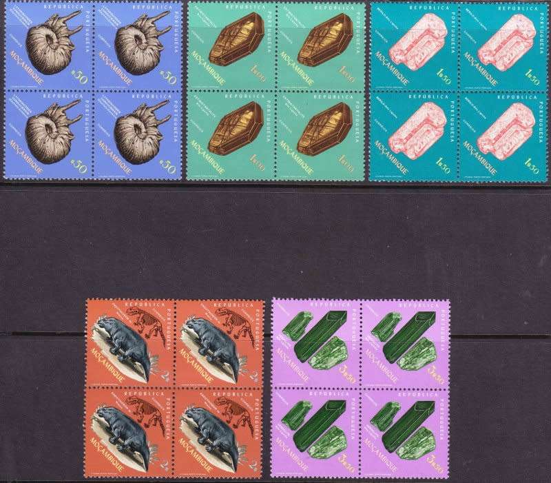 Mozambique, MNH Blocks, 1971,Fossils & Minerals, Excellent condition!GV