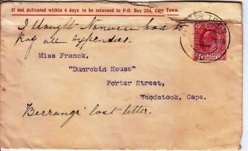 South Africa,COGH,1911 entire,Tear left top hand side,KEVII