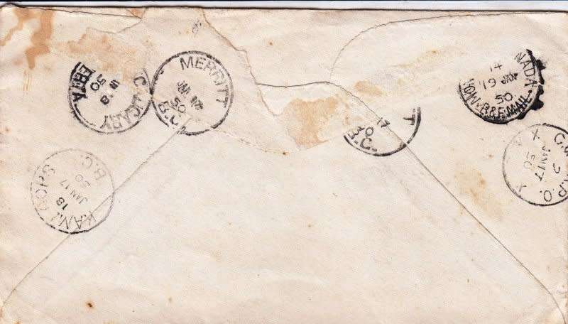 Canada,Newfoundland,1950,Registered cover to South Africa