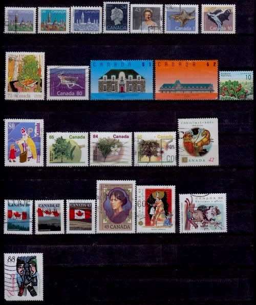 Canada, Used selection with hinge spots and remnants, on 5 stock cards