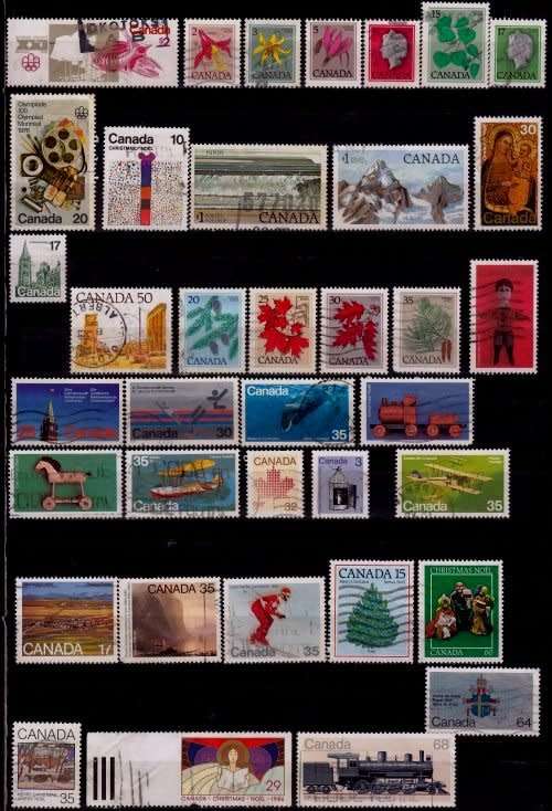 Canada, Used selection with hinge spots and remnants, on 5 stock cards