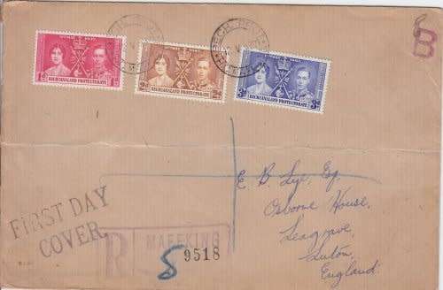 Bechuanaland Protectorate,1937 FDC,Posted from Mafeking to UK