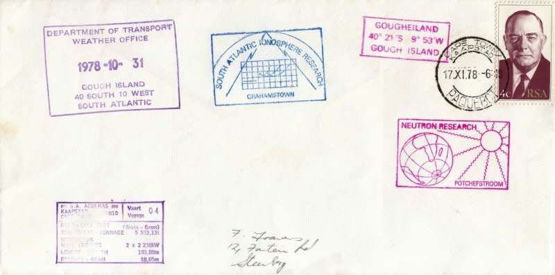 RSA,1978,Gough Island, Boat mail, Stunning!