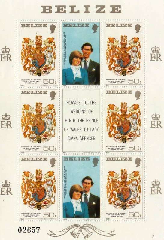 Belize (British Honduras), Scott #548,549,550,1981,MNH,QEII, Sheetlet