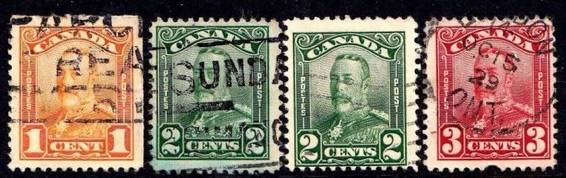 Canada, Scott #149,150,151,1928-29-FVU,KGV