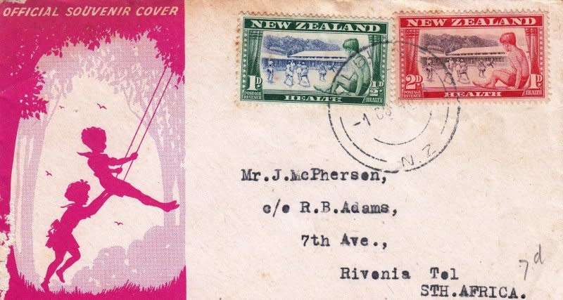 New Zealand, Scott #B32,B33,1948,Health Stamps cover, Size 14.5cmX9cm